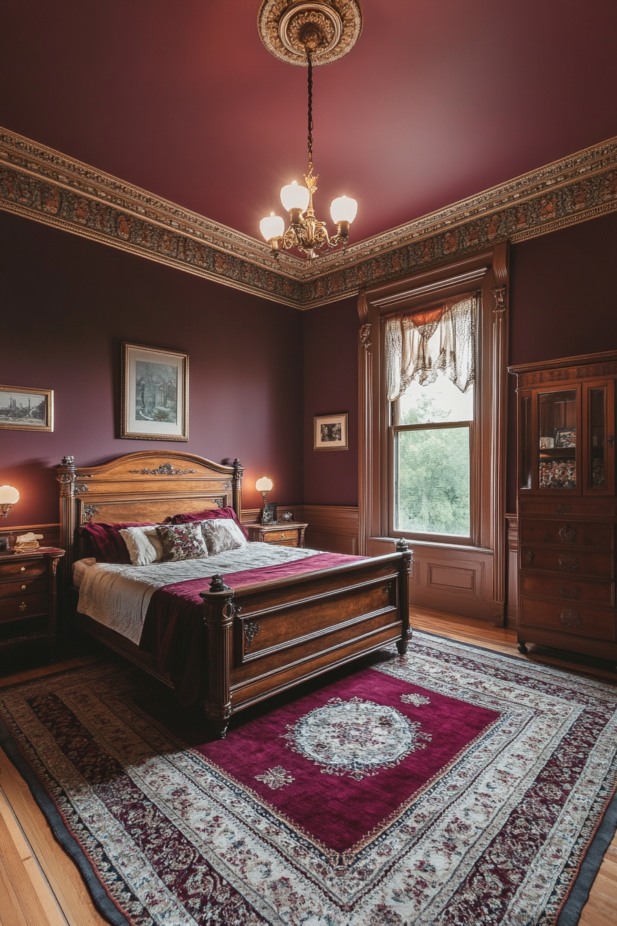 10. Burgundy and Brass Beauty (Victorian Bedroom Ideas) - Victorian Bedroom Ideas