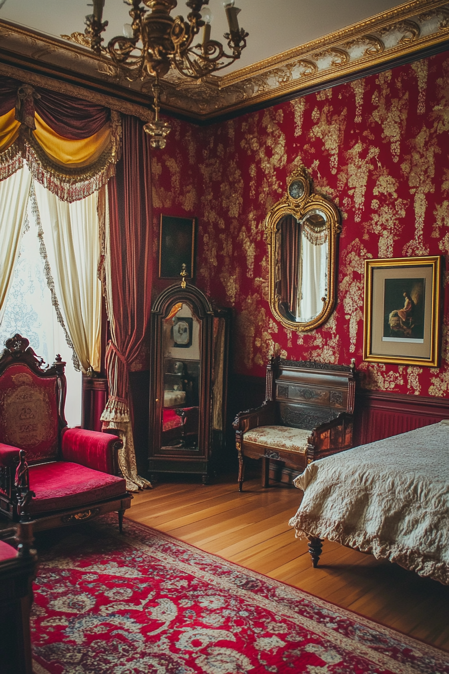 11. Opulent Red and Gold (Victorian Bedroom Ideas) - Victorian Bedroom Ideas