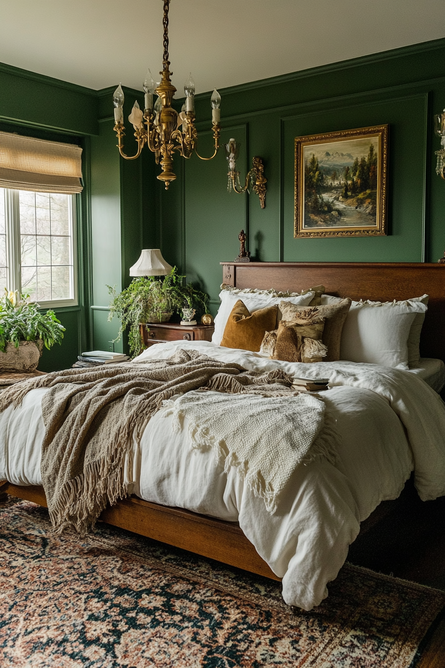 16. Shades of Green and Brass (Victorian Bedroom Ideas) - Victorian Bedroom Ideas