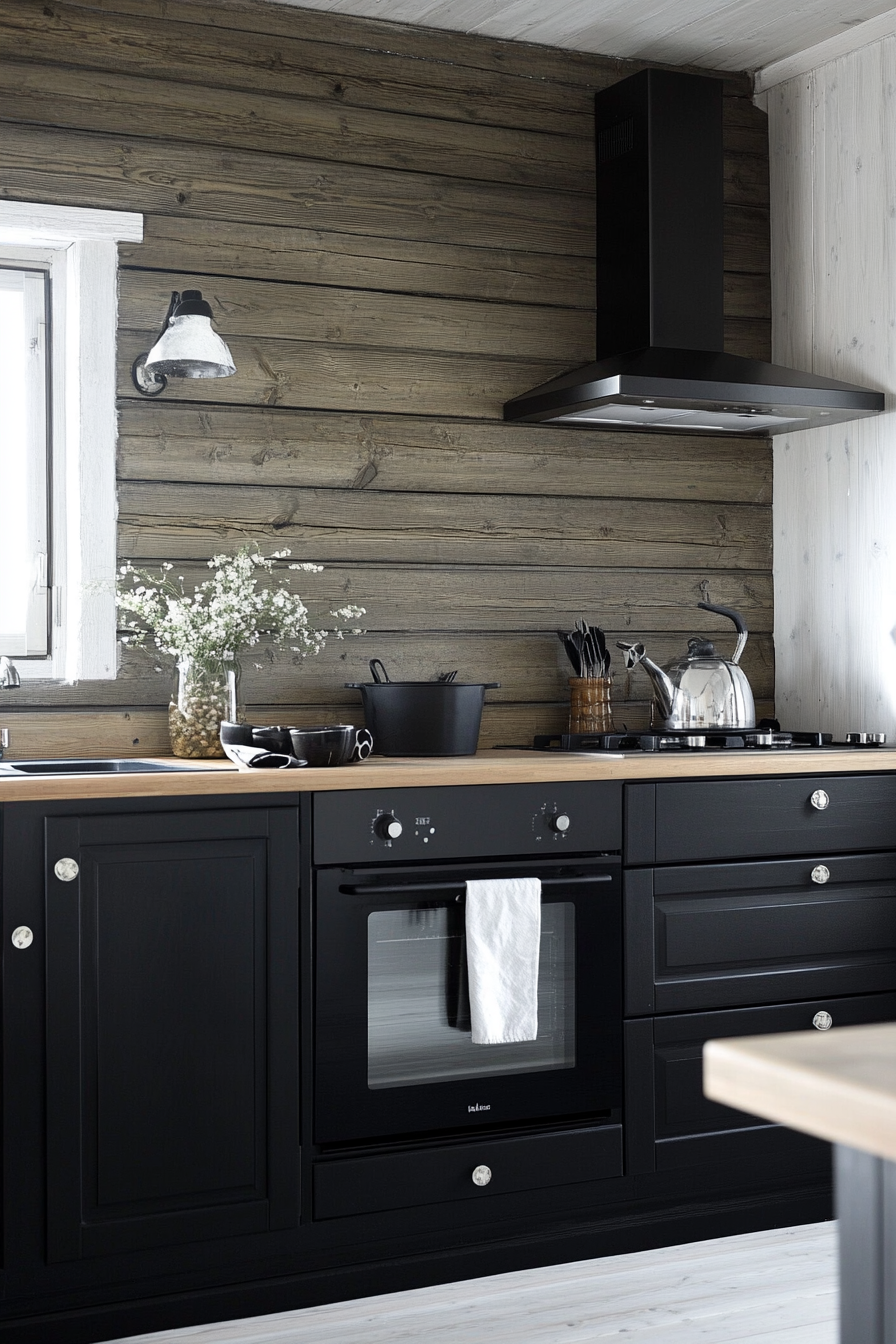 3. Modern Scandinavian Fusion (Black And Wood Kitchen Ideas) - Black And Wood Kitchen Ideas