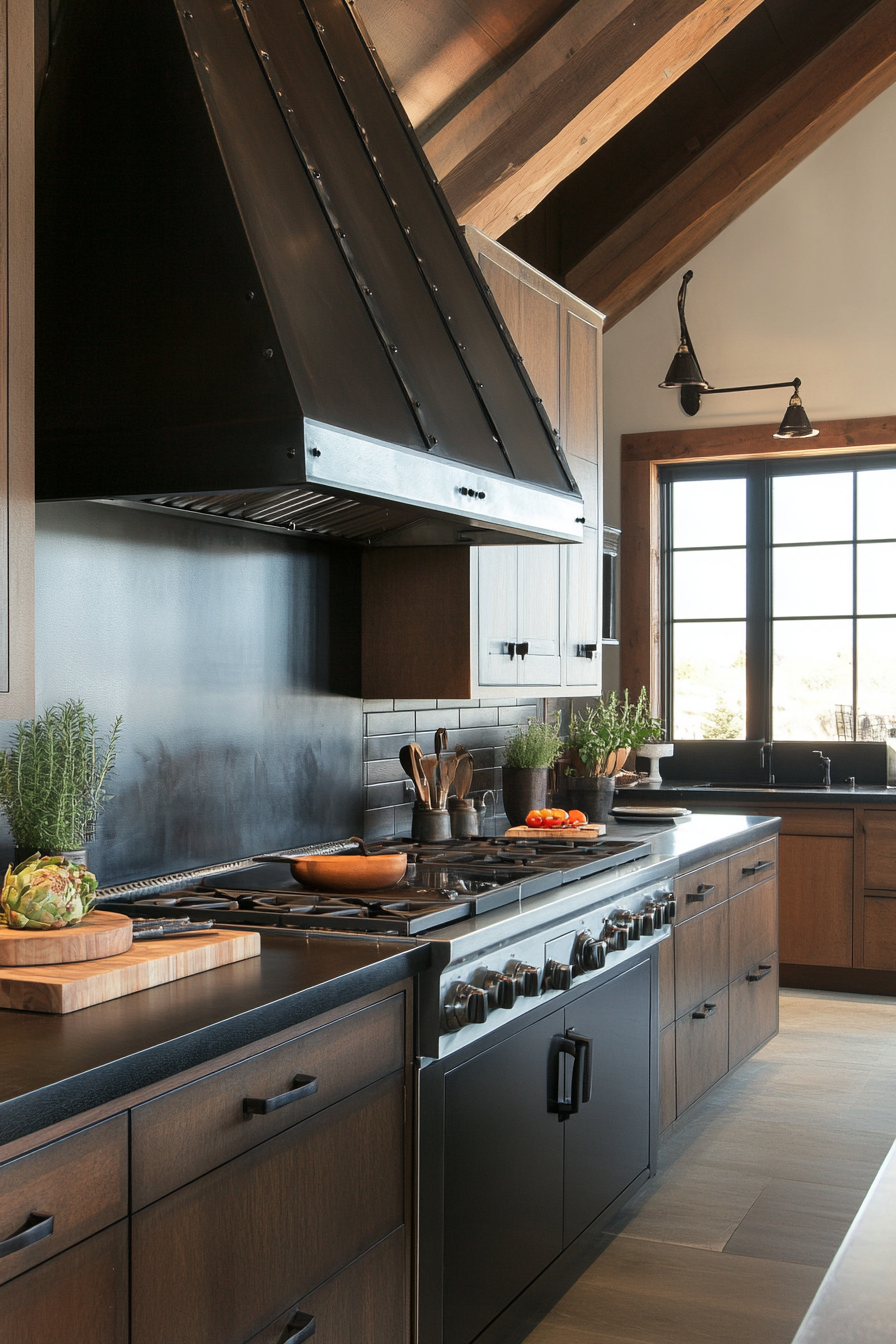 6. Urban Loft Style (Black And Wood Kitchen Ideas) - Black And Wood Kitchen Ideas