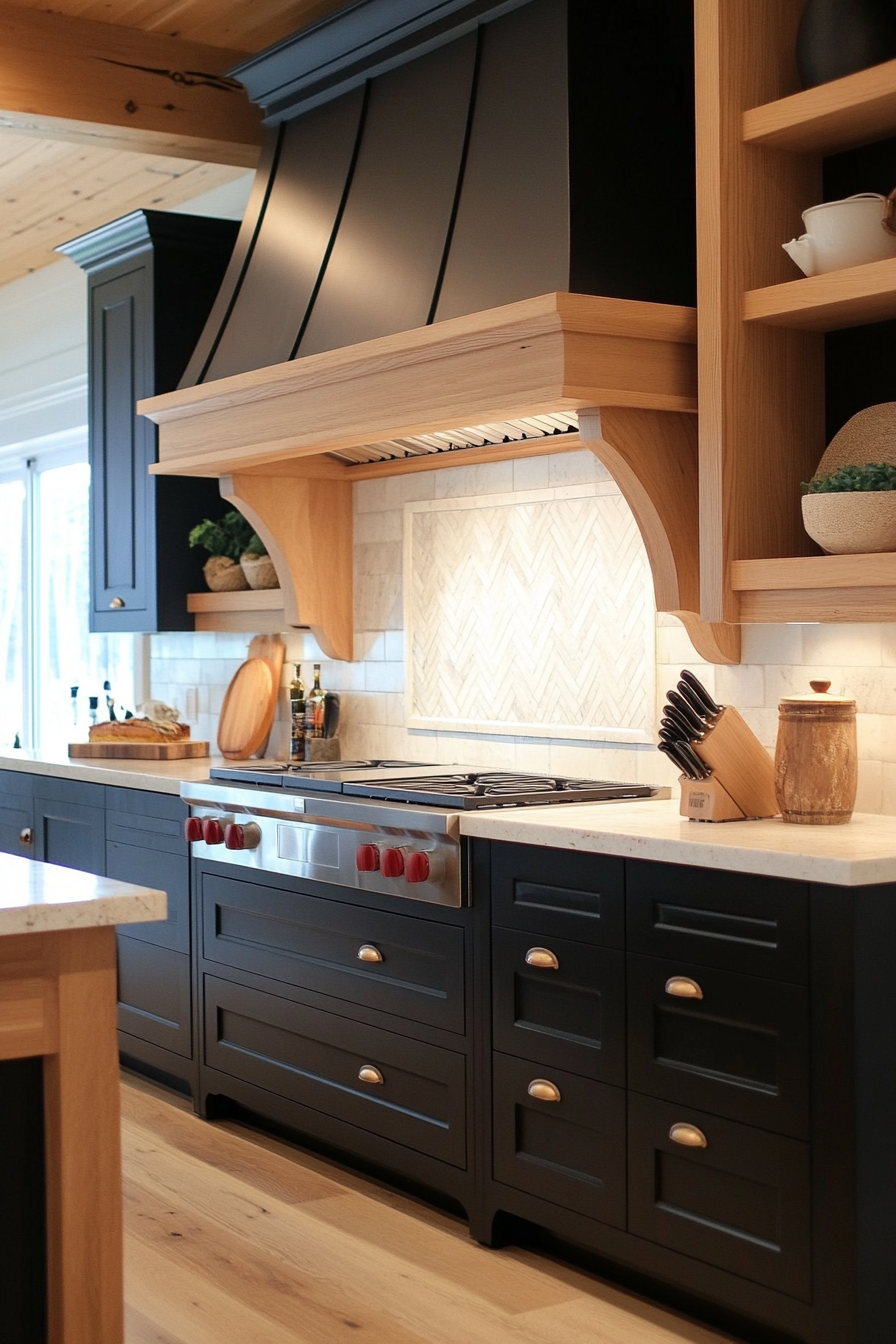 8. Coastal Charm (Black And Wood Kitchen Ideas) - Black And Wood Kitchen Ideas