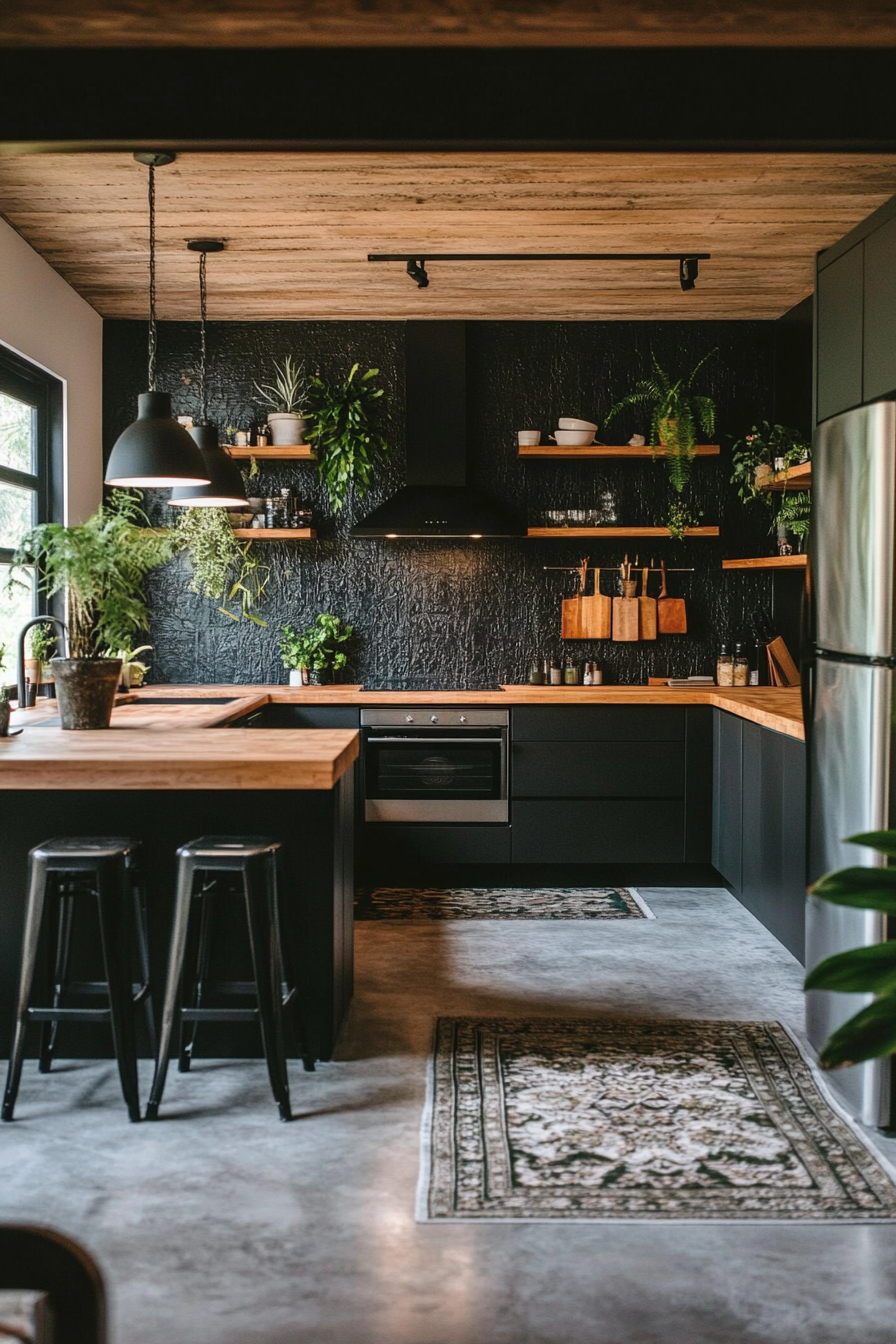 13. Tropical Inspiration (Black And Wood Kitchen Ideas) - Black And Wood Kitchen Ideas