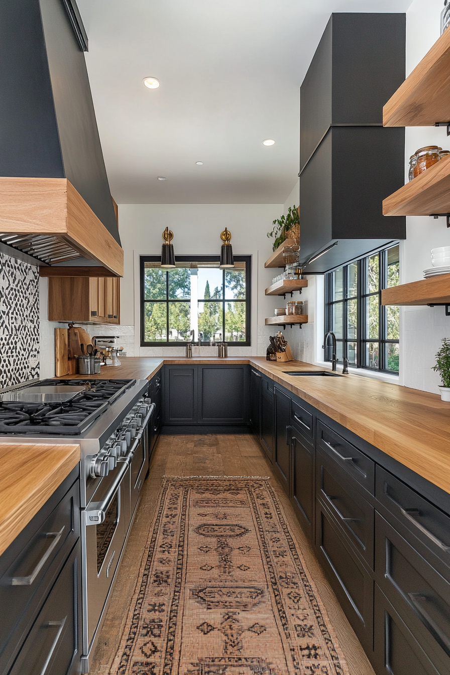 22. Geometric Modernism (Black And Wood Kitchen Ideas) - Black And Wood Kitchen Ideas