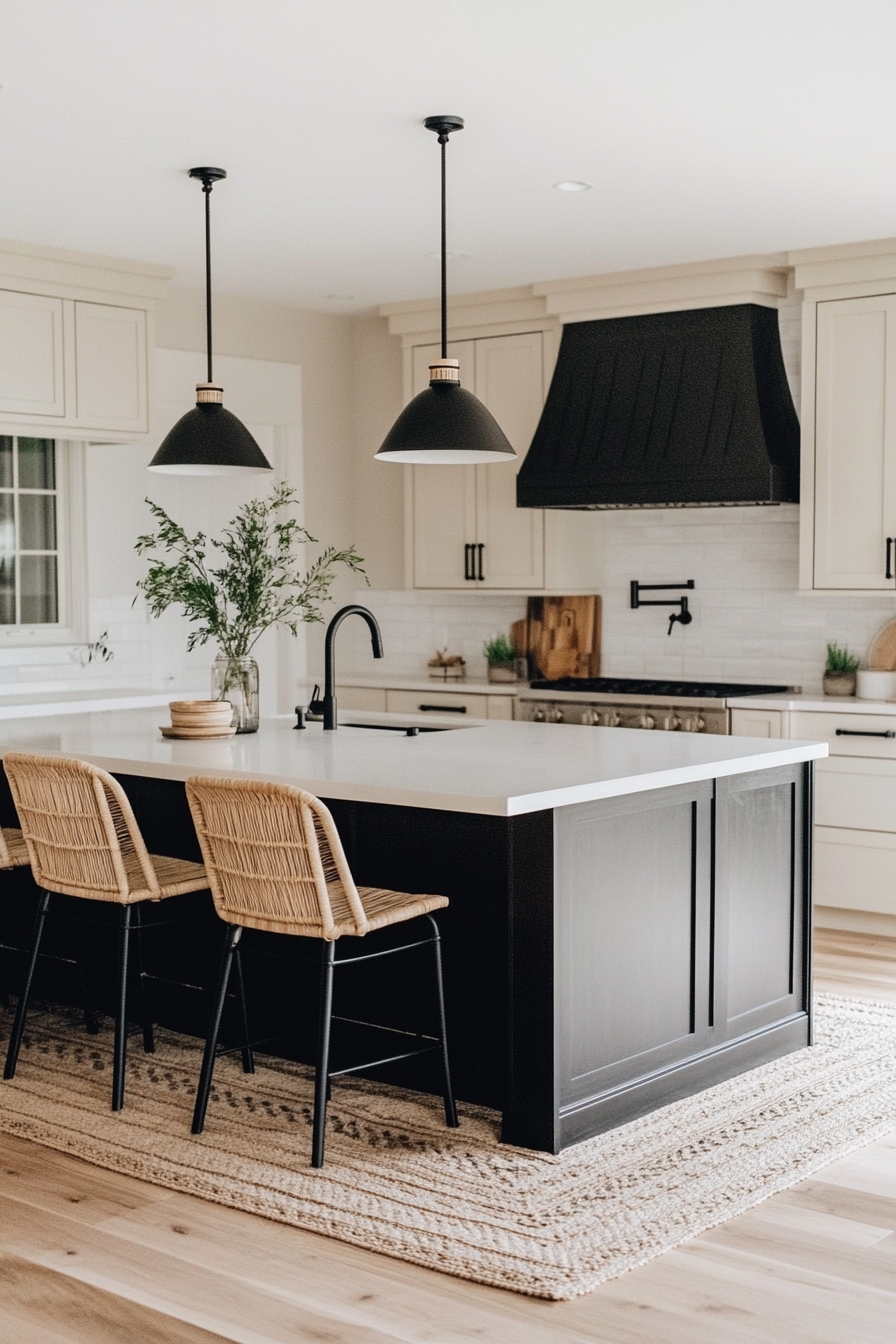 9. Cream and Black Chic (Cream Kitchen Cabinet Ideas) - Cream Kitchen Cabinet Ideas