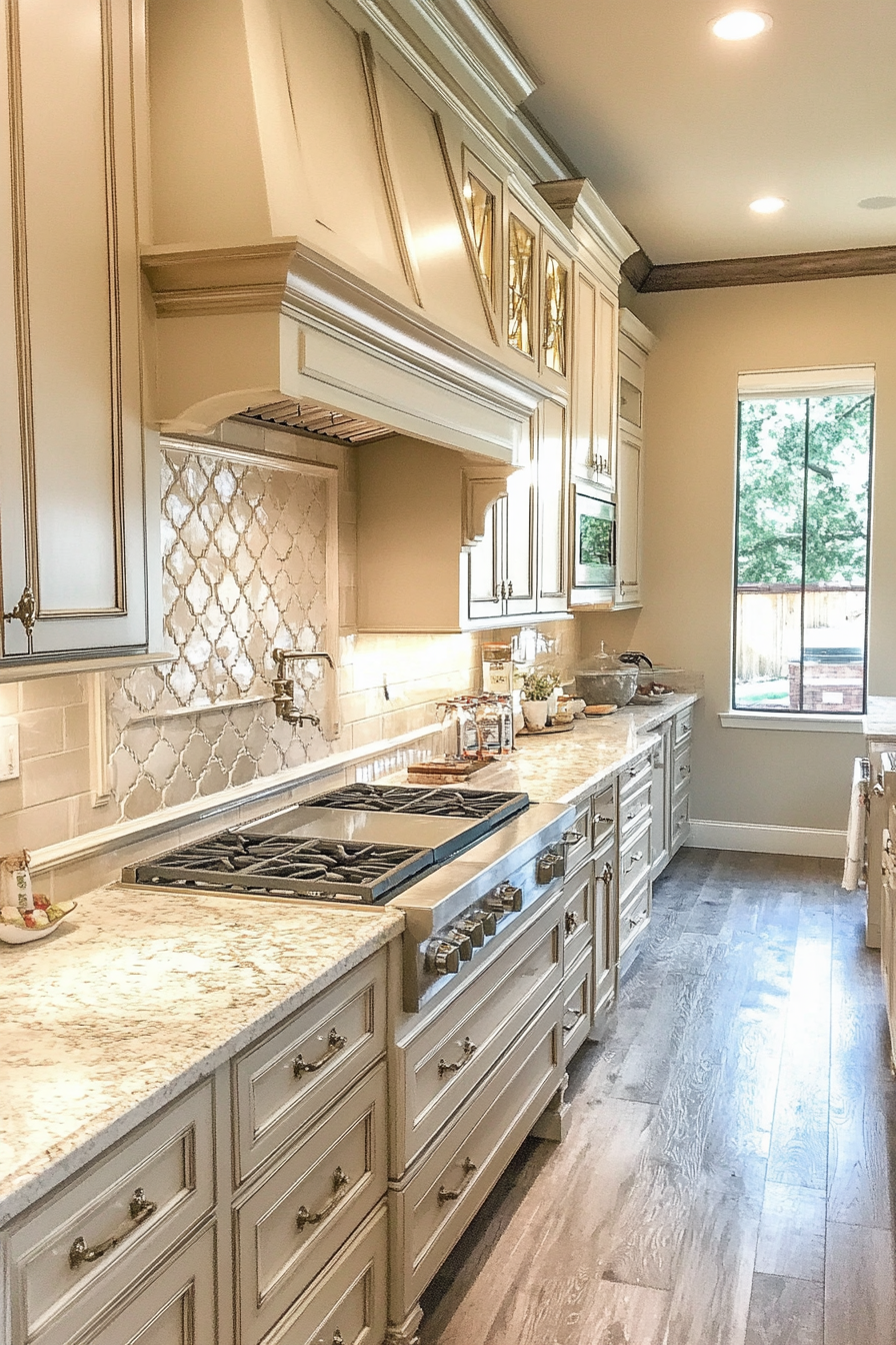 18. Cream and Taupe Harmony (Cream Kitchen Cabinet Ideas) - Cream Kitchen Cabinet Ideas