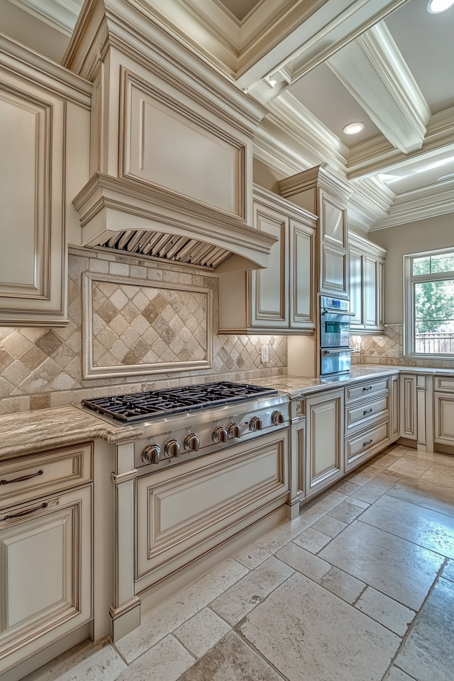 20. Transitional Cream and Gray (Cream Kitchen Cabinet Ideas) - Cream Kitchen Cabinet Ideas