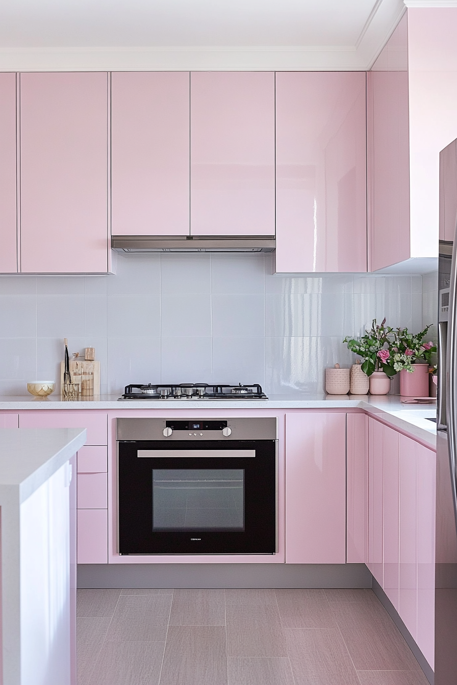 2. Powder Pink Paradise (Pink Kitchen Ideas) - Pink Kitchen Ideas