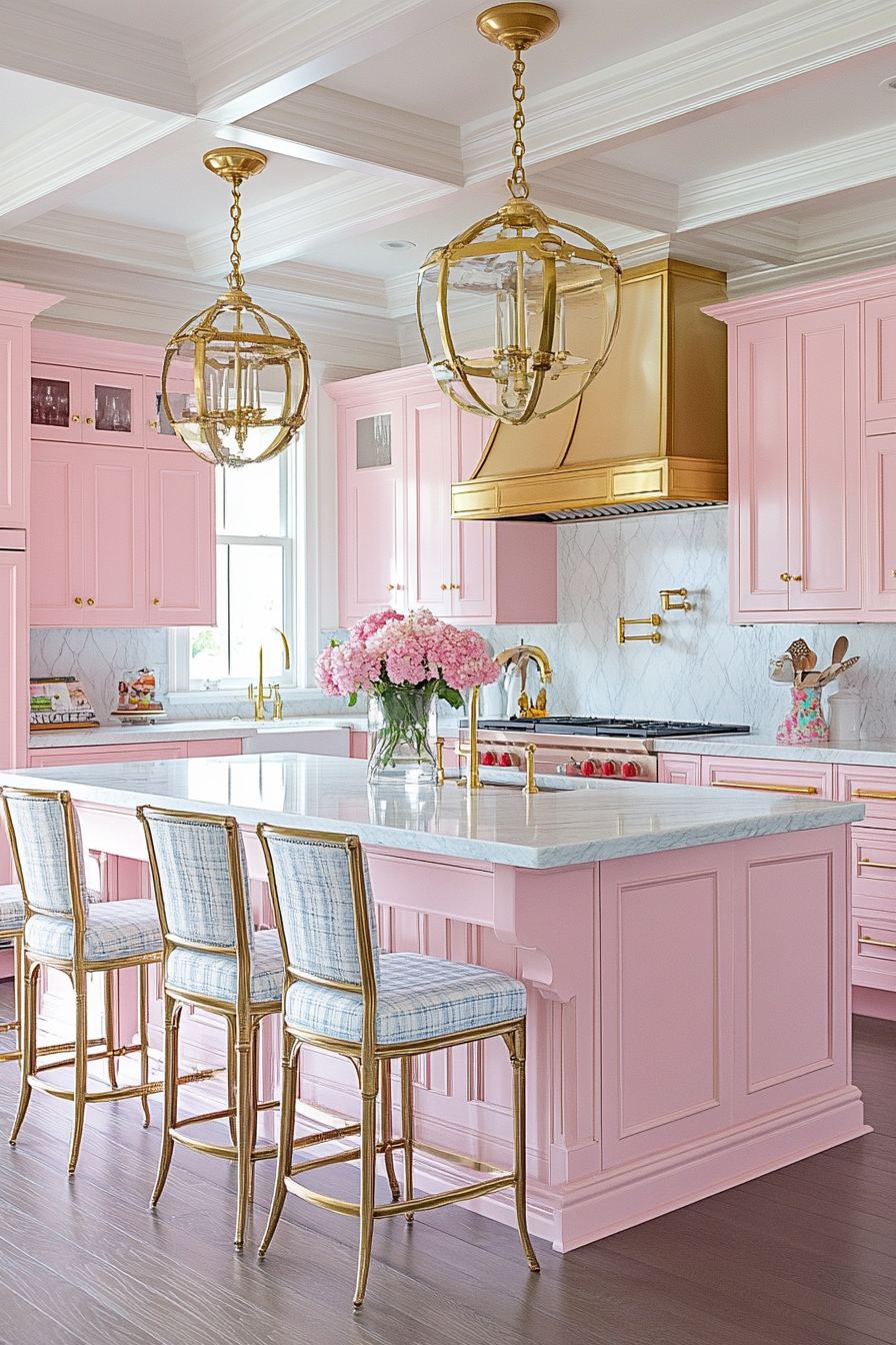 6. Blush and Brass (Pink Kitchen Ideas) - Pink Kitchen Ideas