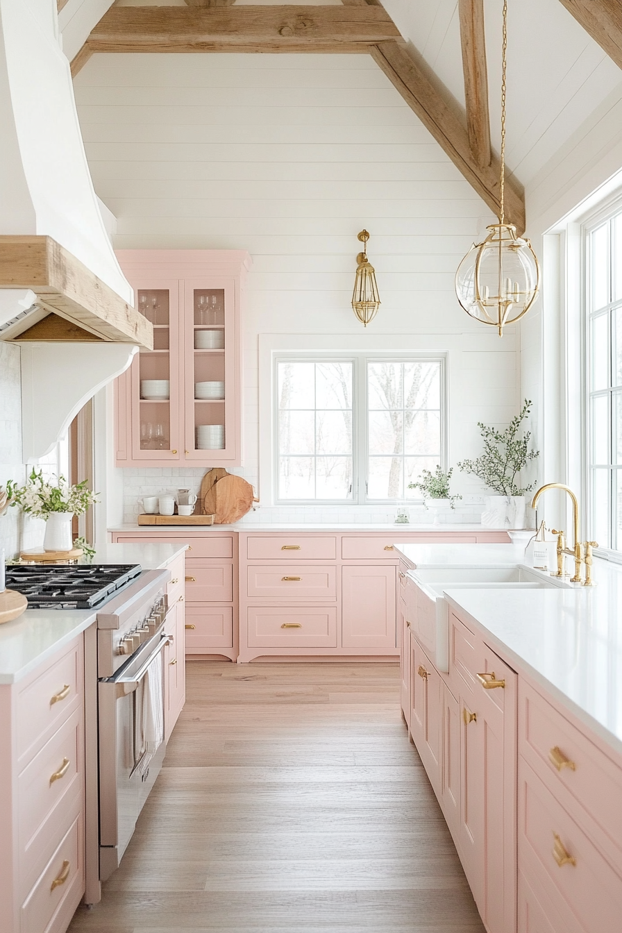 18. Soft Blush and White Harmony (Pink Kitchen Ideas) - Pink Kitchen Ideas