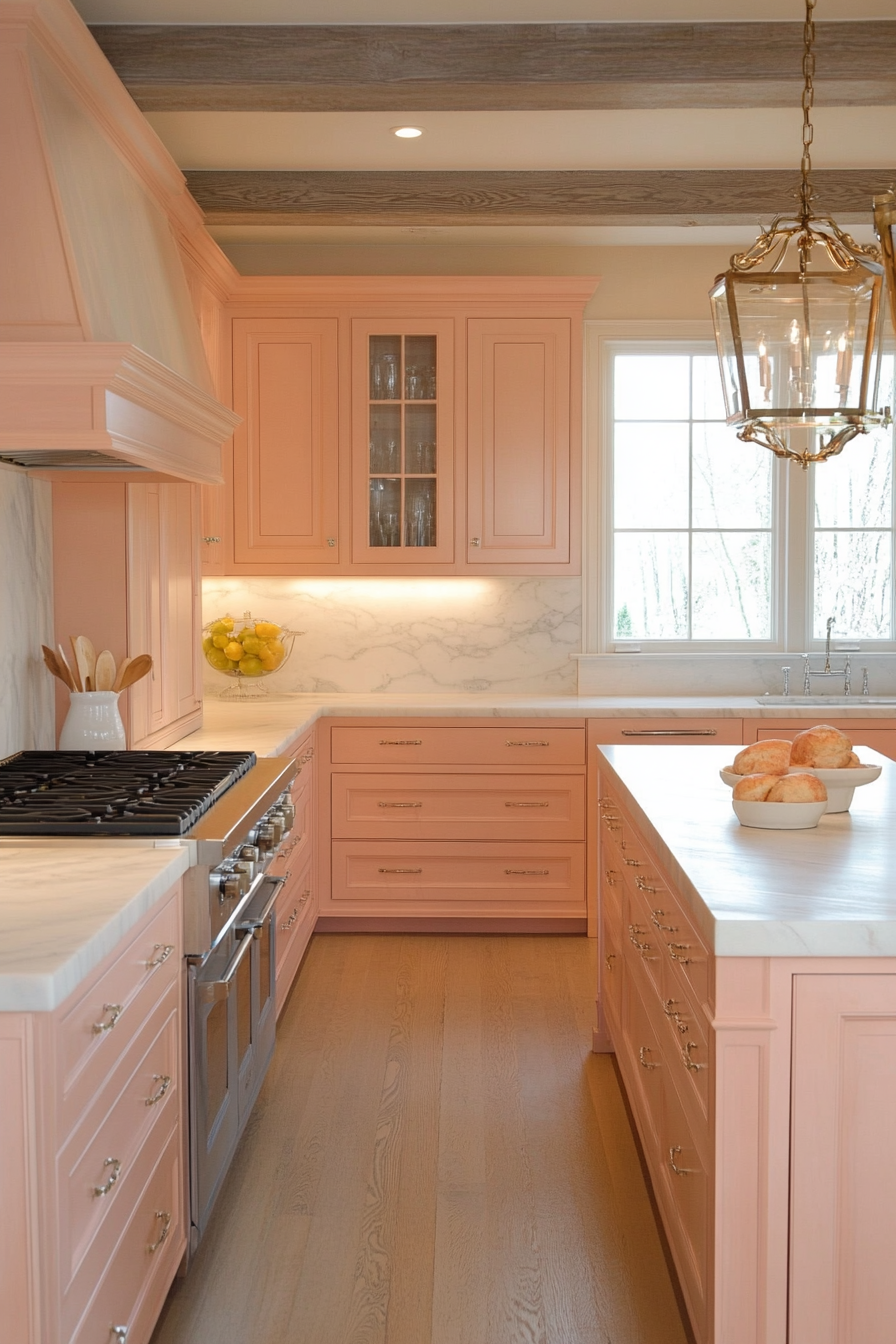 19. Salmon Mist Serenity (Pink Kitchen Ideas) - Pink Kitchen Ideas