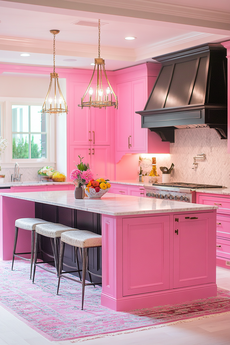23. Pink Velvet Finish (Pink Kitchen Ideas) - Pink Kitchen Ideas