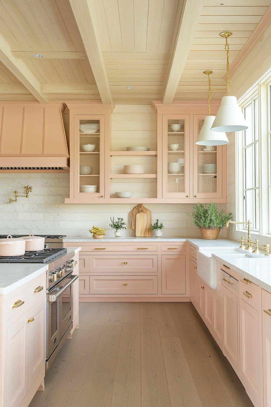26. Soft Coral Glow (Pink Kitchen Ideas) - Pink Kitchen Ideas