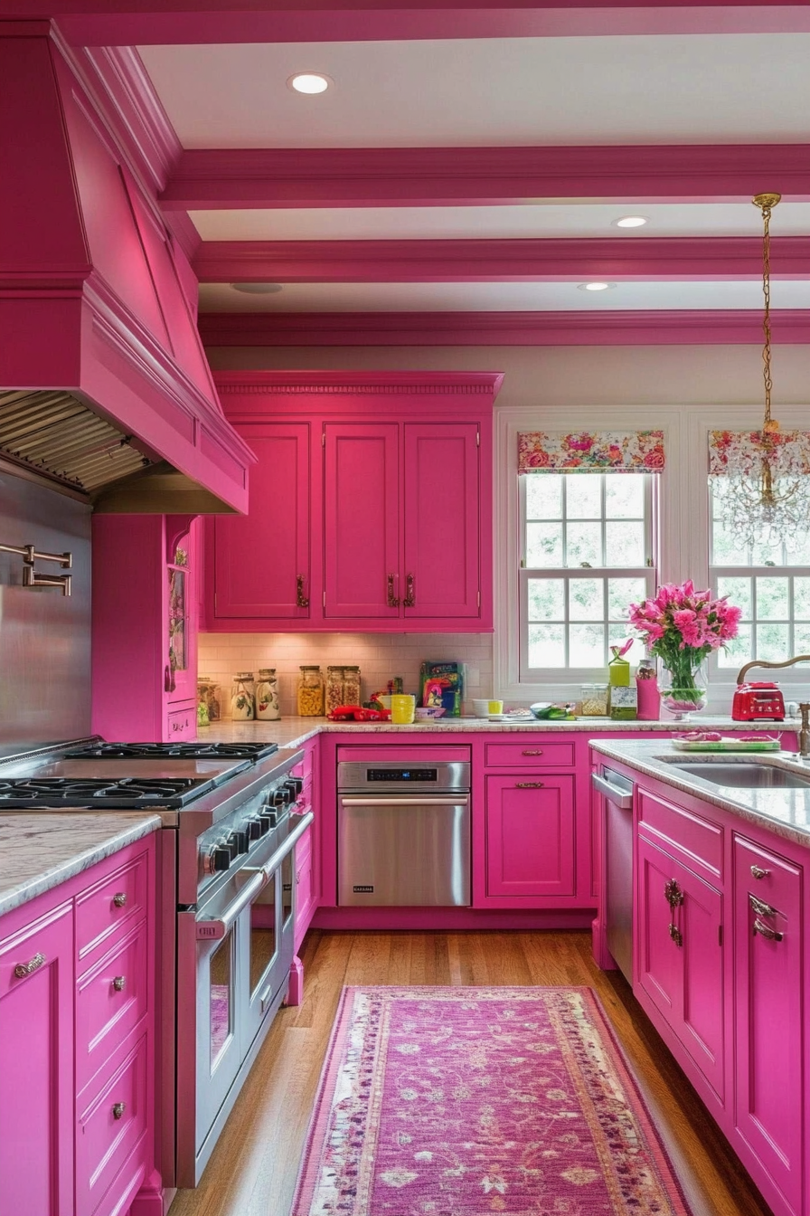 27. Raspberry Cream Chic (Pink Kitchen Ideas) - Pink Kitchen Ideas