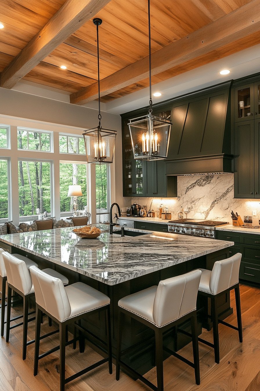 16. Opulent Dark Green & White (Luxury Kitchen Ideas) - Luxury Kitchen Ideas