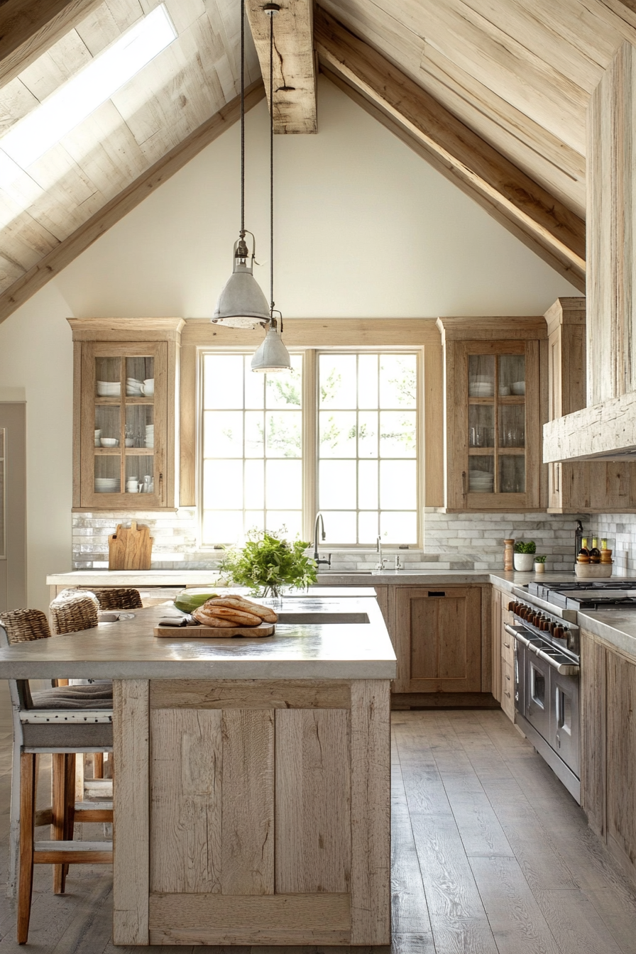 23. Textured Cement & Wood (Luxury Kitchen Ideas) - Luxury Kitchen Ideas