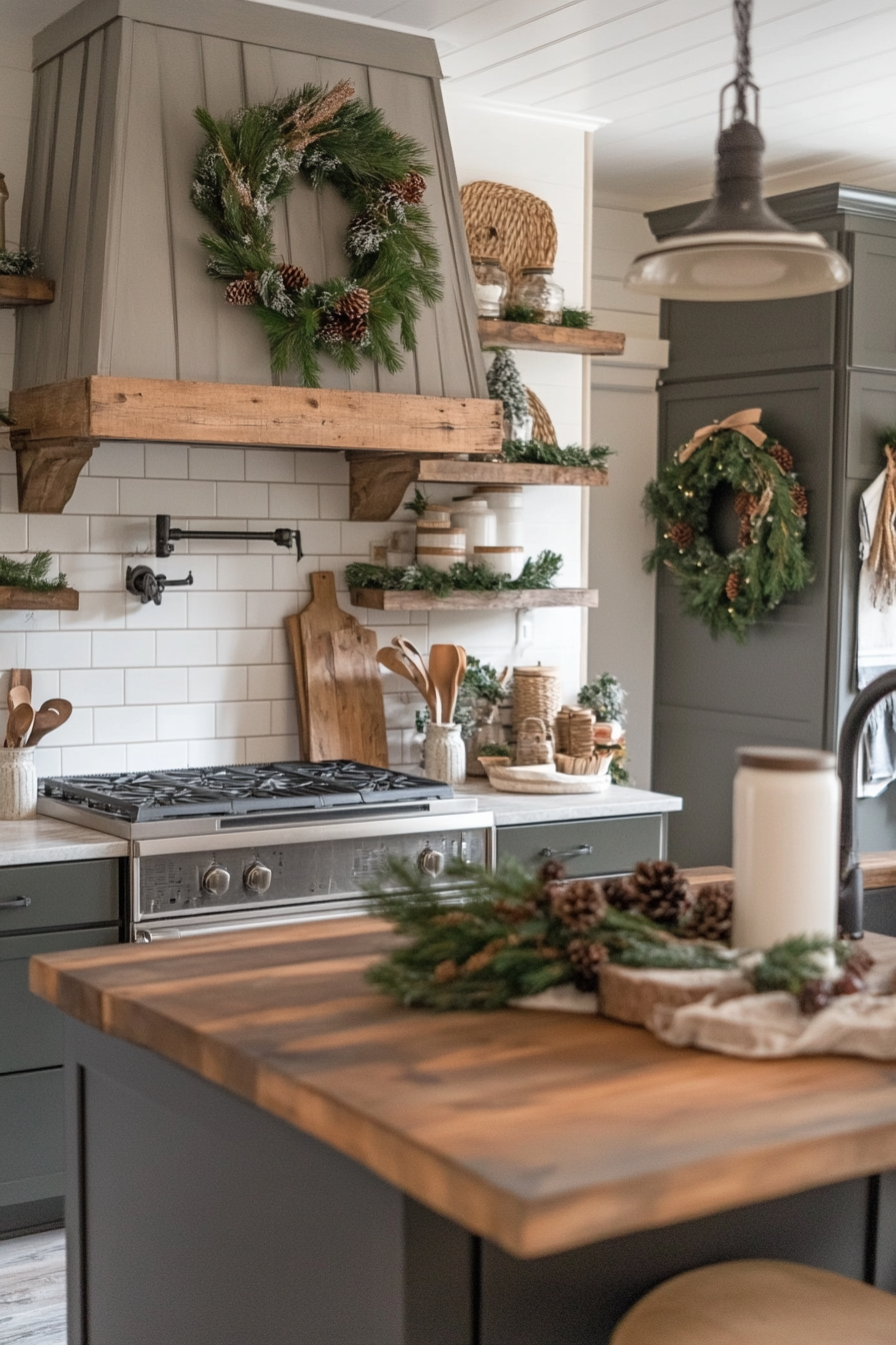1. Rustic Farmhouse Charm (Christmas Decor Kitchen Ideas) - Christmas Decor Kitchen Ideas