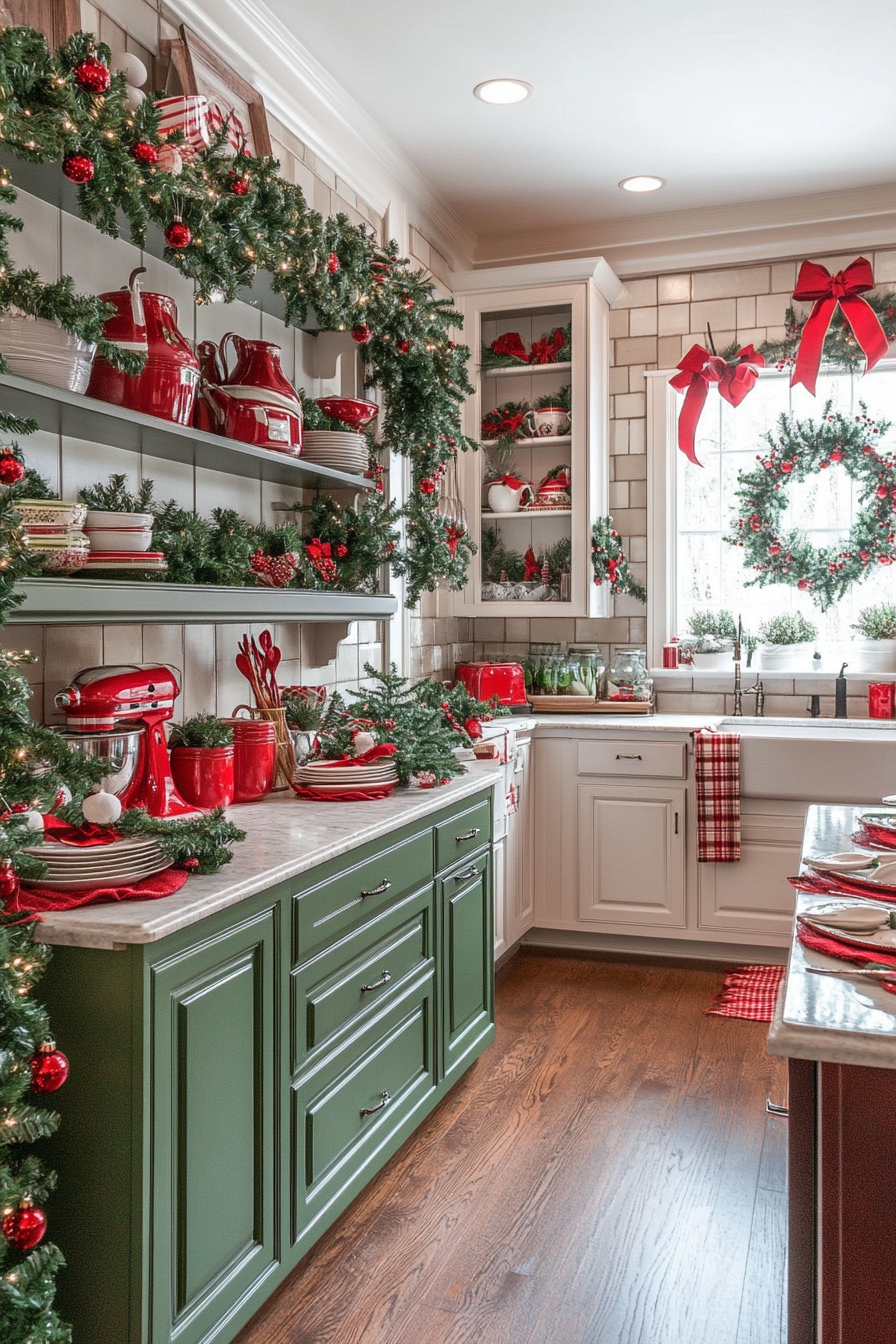 2. Classic Red and Green (Christmas Decor Kitchen Ideas) - Christmas Decor Kitchen Ideas