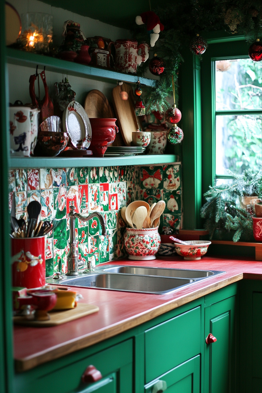 19. Joyous Jewel Tones (Christmas Decor Kitchen Ideas) - Christmas Decor Kitchen Ideas