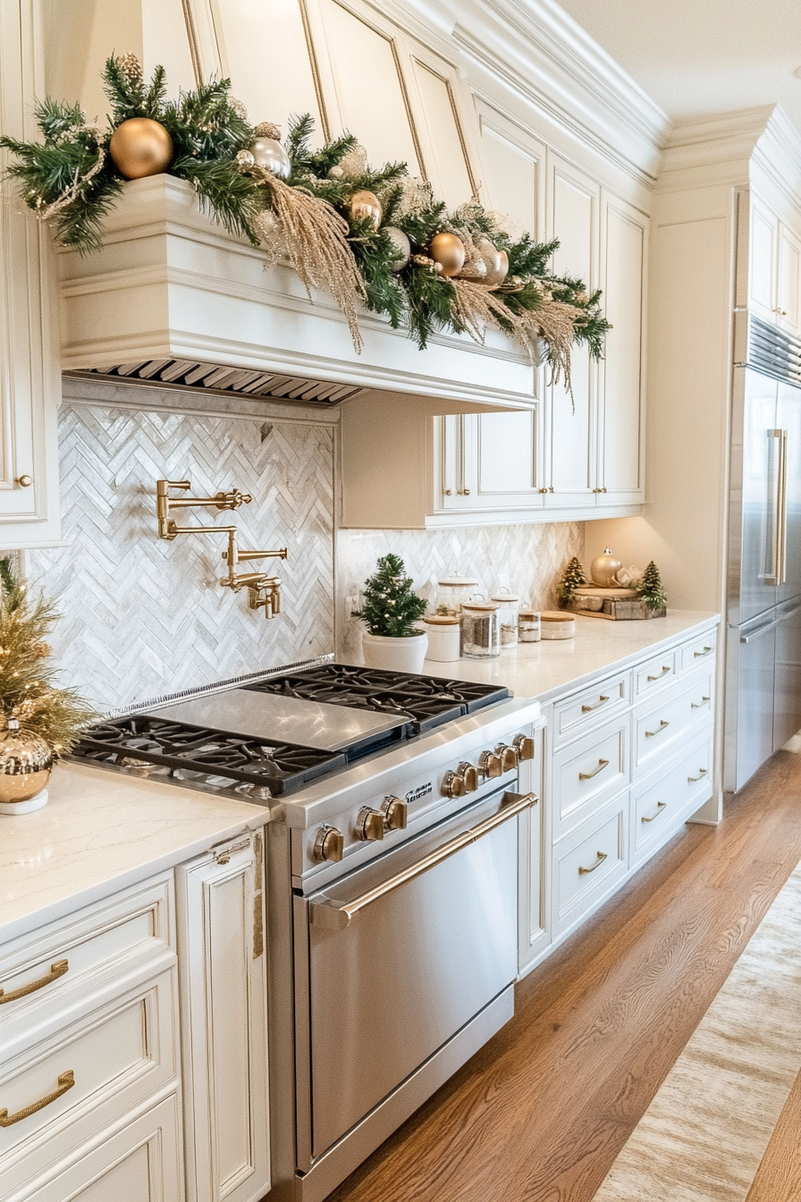 26. Metallic Glimmer (Christmas Decor Kitchen Ideas) - Christmas Decor Kitchen Ideas