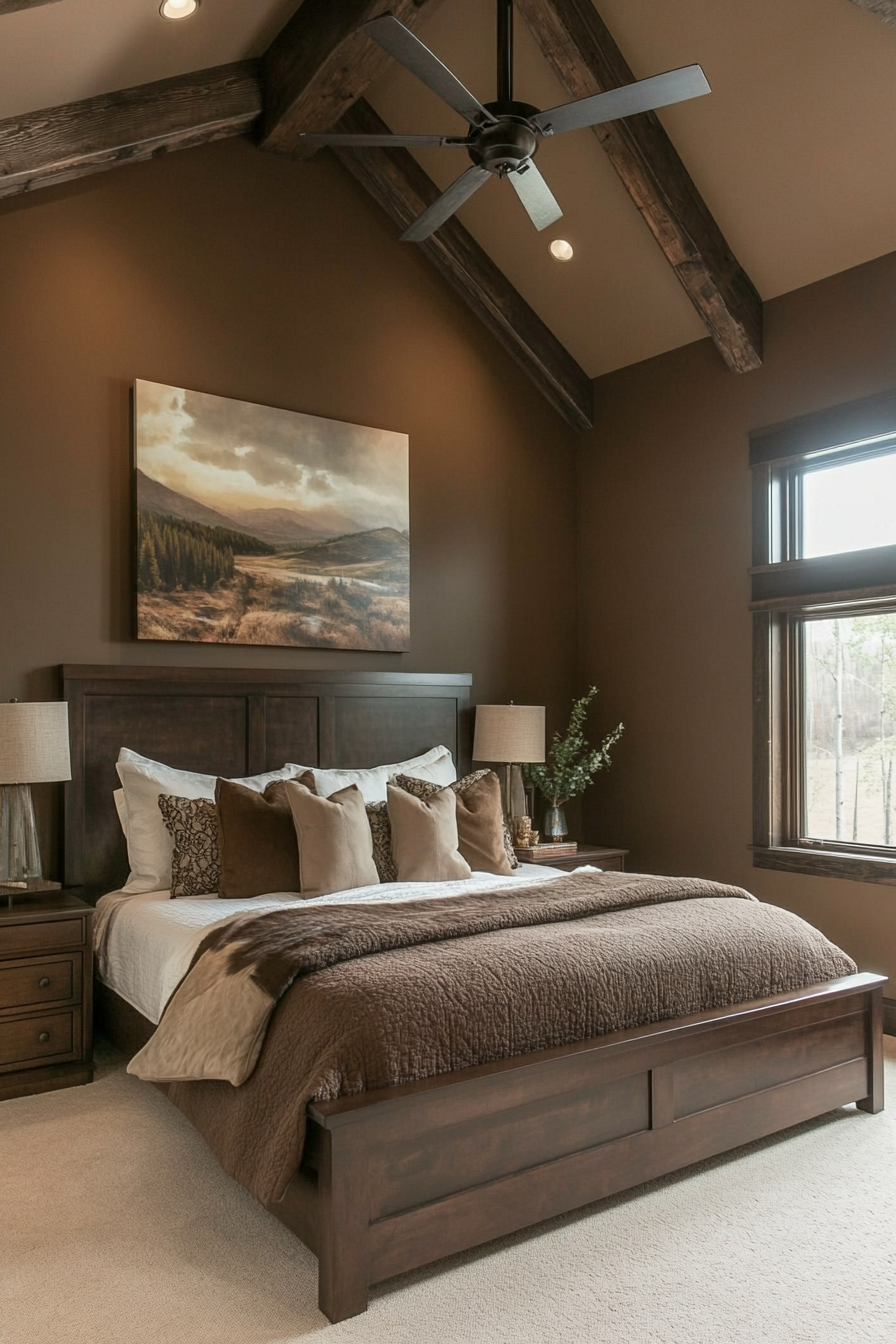 5. Earthy Rustic Minimalism (Brown Bedroom Ideas) - Brown Bedroom Ideas
