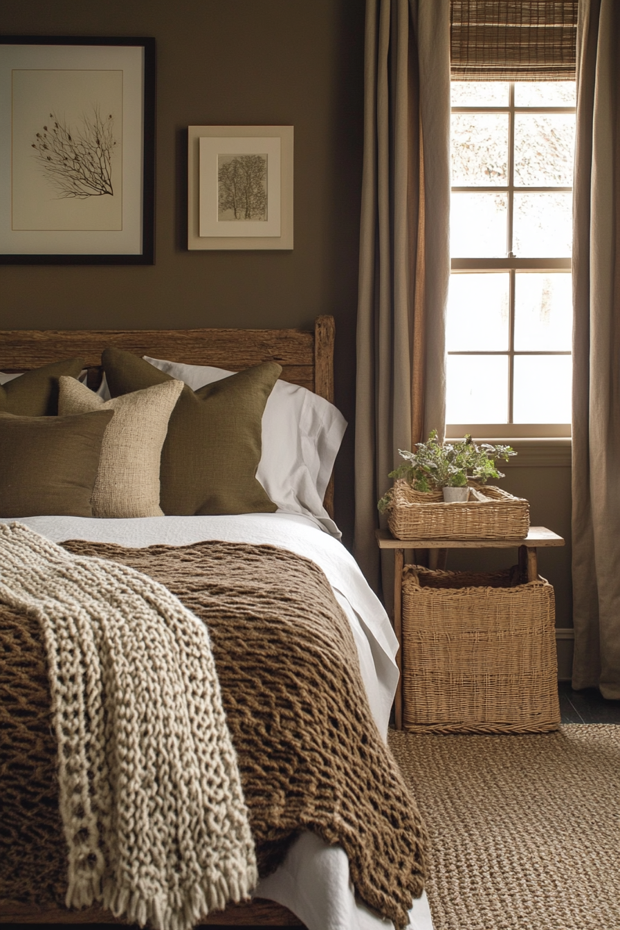 17. Chestnut and Olive Calm (Brown Bedroom Ideas) - Brown Bedroom Ideas