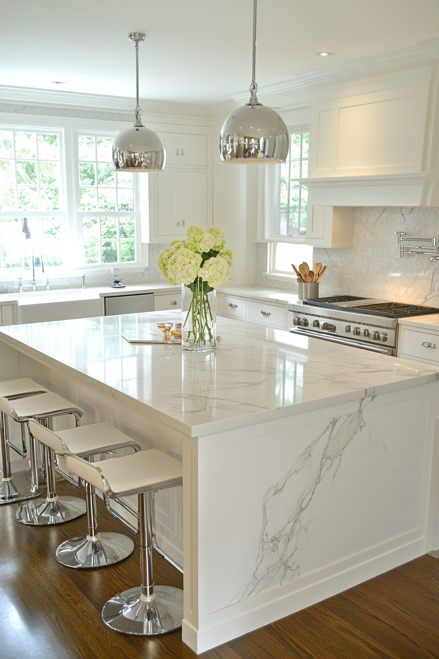 3. Glossy White High-Gloss Finish (White Countertop Kitchen Ideas) - White Countertop Kitchen Ideas