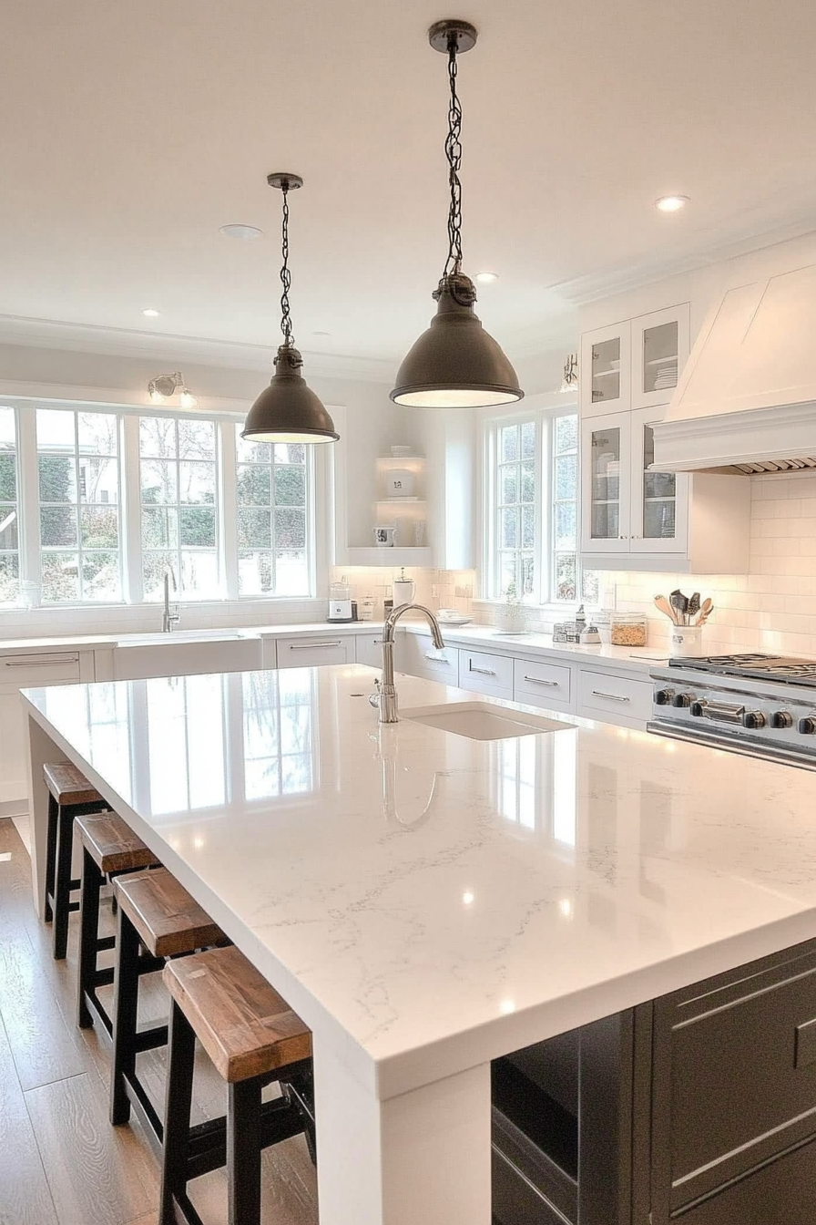 8. Bright White High-Tech Surface (White Countertop Kitchen Ideas) - White Countertop Kitchen Ideas