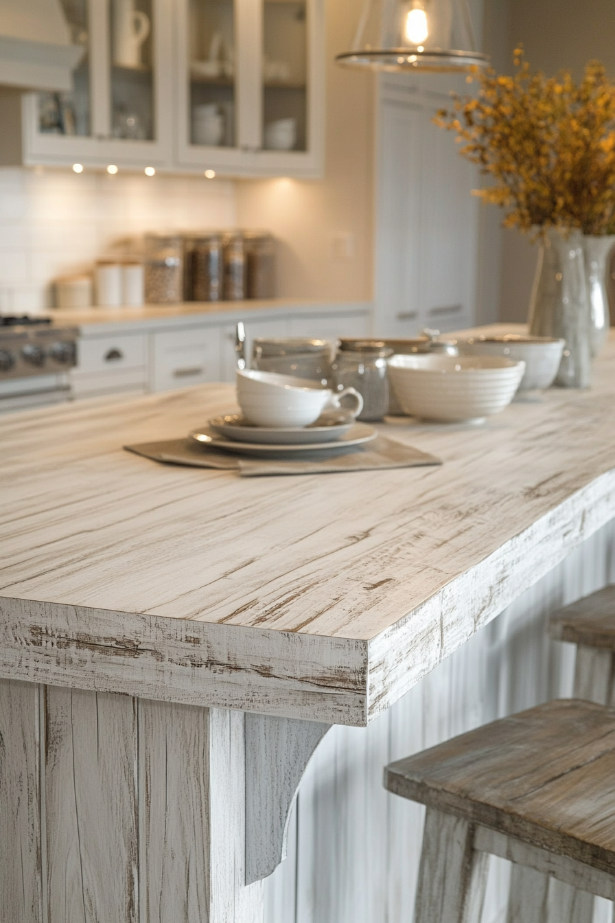 9. Whitewashed Wood-Inspired Countertop (White Countertop Kitchen Ideas) - White Countertop Kitchen Ideas