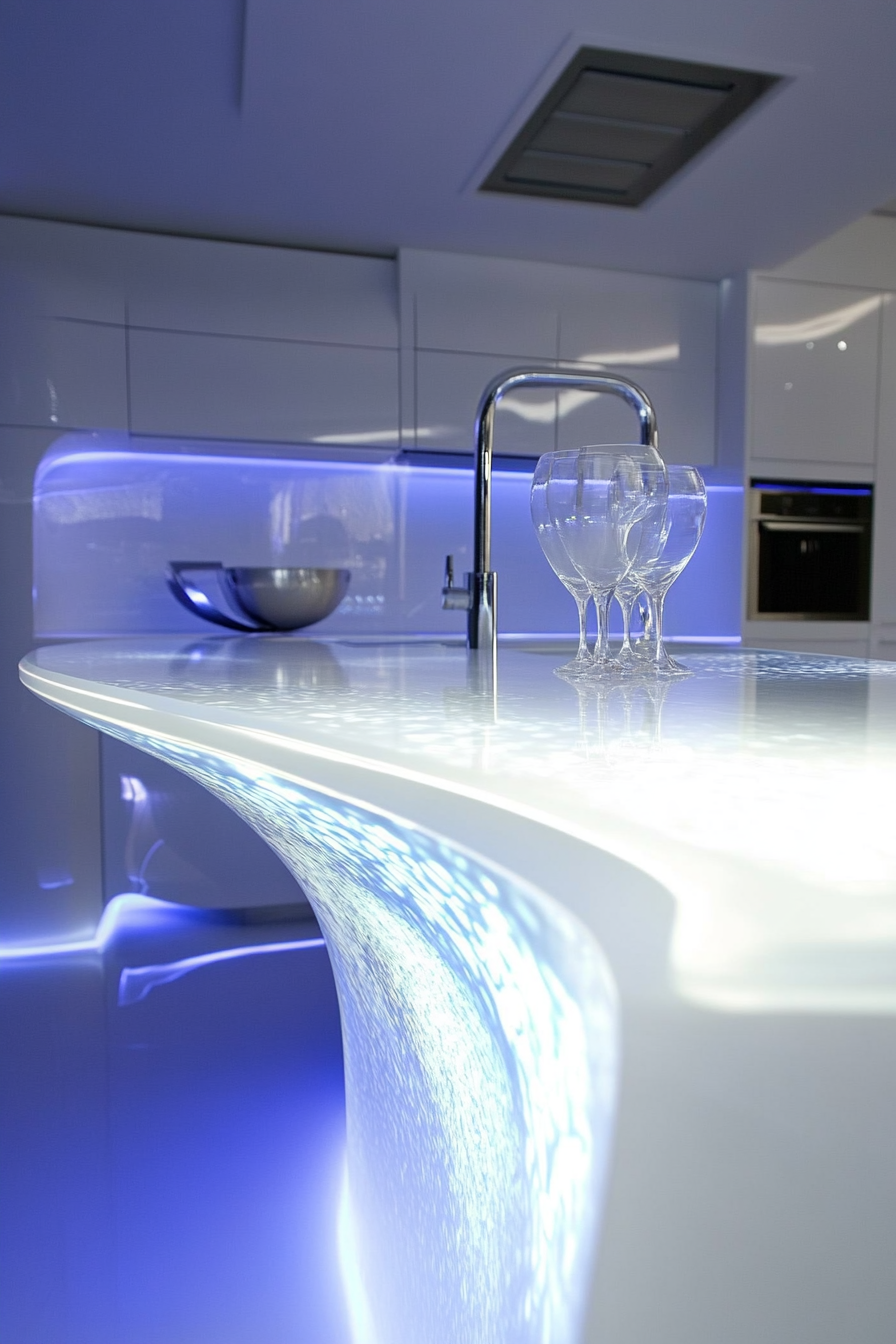 17. White with Iridescent Finish (White Countertop Kitchen Ideas) - White Countertop Kitchen Ideas