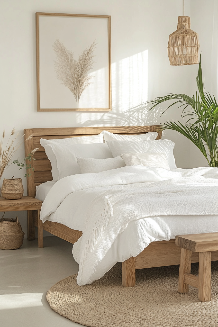 1. Minimalist Zen Bedroom (White Wall Bedroom Ideas) - White Wall Bedroom Ideas