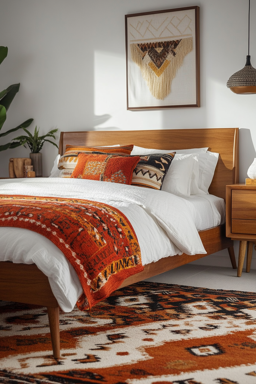 9. Mid-Century Modern Bedroom (White Wall Bedroom Ideas) - White Wall Bedroom Ideas