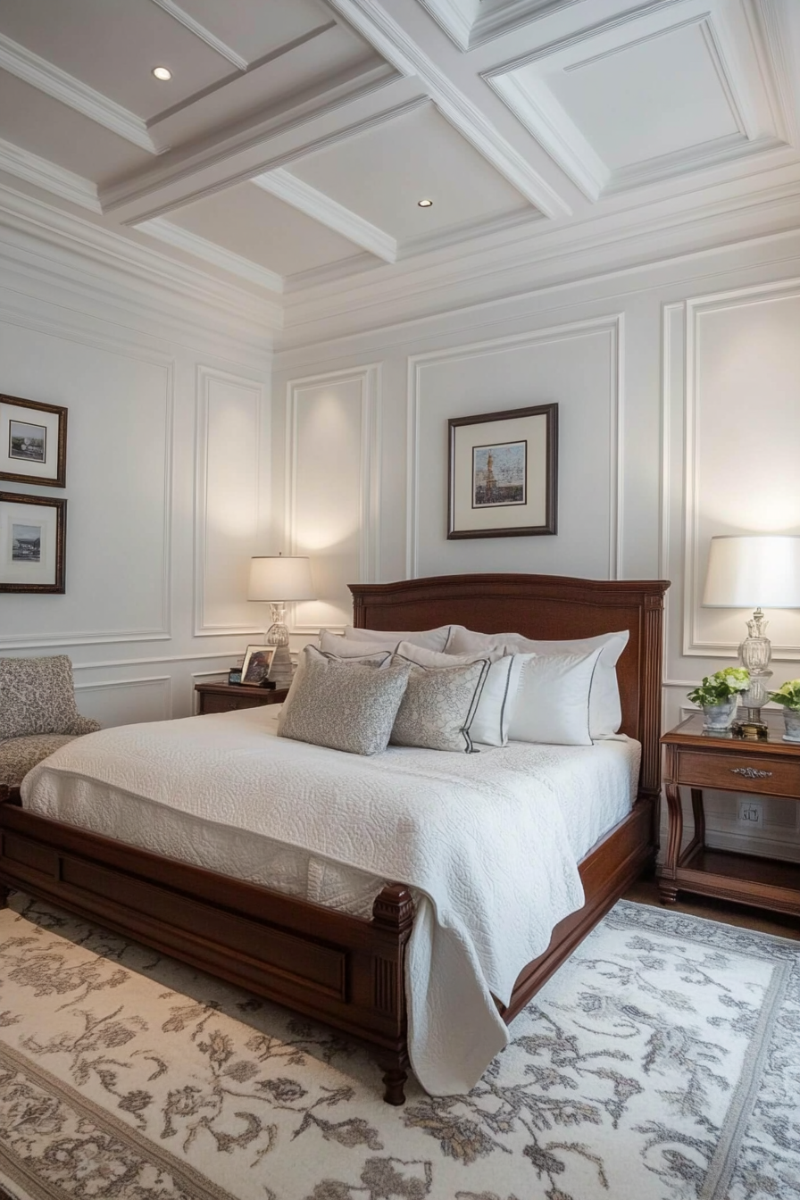 11. Transitional Bedroom (White Wall Bedroom Ideas) - White Wall Bedroom Ideas