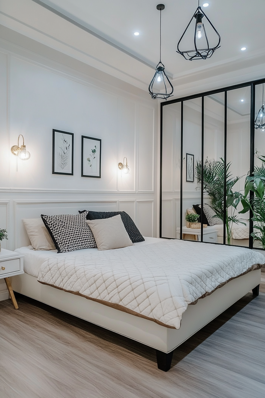 13. Art Deco Glam Bedroom (White Wall Bedroom Ideas) - White Wall Bedroom Ideas