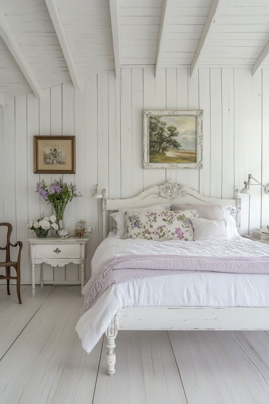 15. French Country Bedroom (White Wall Bedroom Ideas) - White Wall Bedroom Ideas