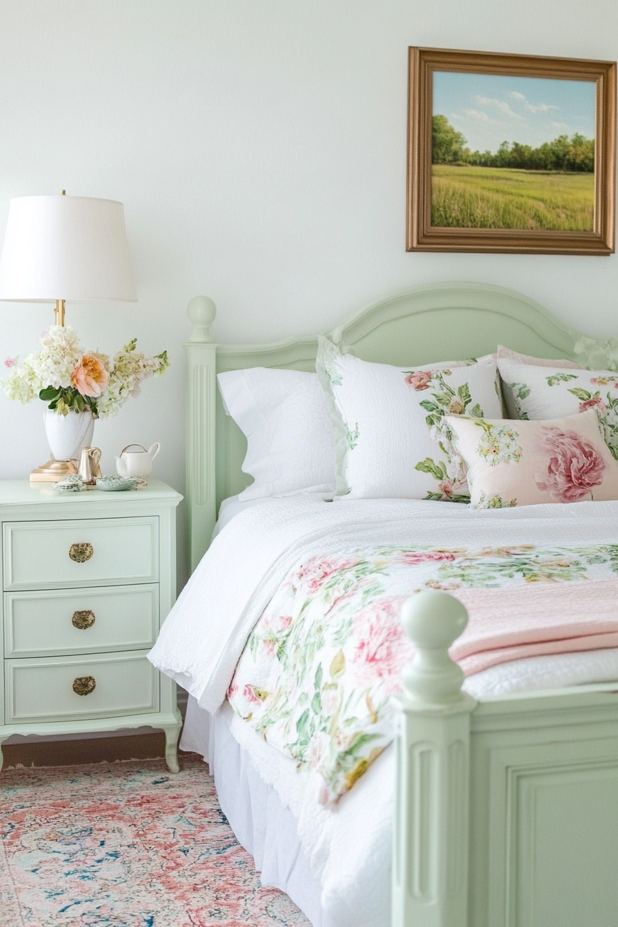 21. Pastel Serenity Bedroom (White Wall Bedroom Ideas) - White Wall Bedroom Ideas