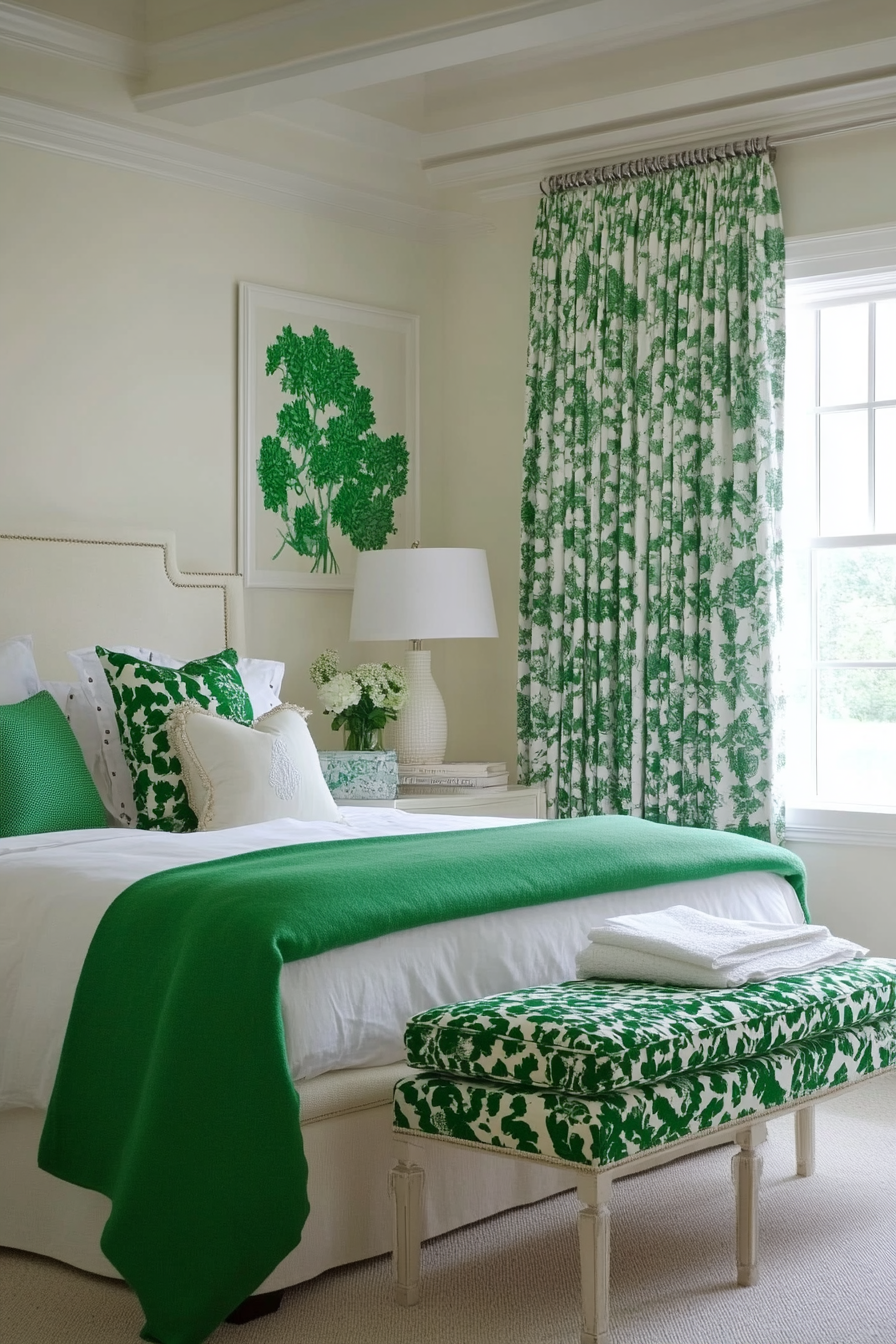25. Bold Accent Color Bedroom (White Wall Bedroom Ideas) - White Wall Bedroom Ideas